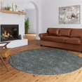thumbnail image 1 of HomeRoots 491672 8 x 8 ft. Black & Gray Leopard Round Shag Handmade Non Skid Area Rug, 1 of 1