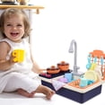 thumbnail image 4 of 1 juego de juguetes para lavar platos, fregadero de cocina de plástico, lavavajillas eléctrico de agua de plástico sin batería para niños (nuevo diseño, azul), 4 of 5
