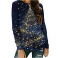 thumbnail image 2 of Craaazy Women's Long Sleeve Shirts Colorful Christmas Printed Round Neck Xmas Tops Gifts, 2 of 5