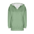 thumbnail image 6 of Busydd Womens Hoodies Fashion Solid Color Long Sleeve Tops for Women Casual Comfy Slit Hoodies for Women with Pocket and Drawstring L, 6 of 7