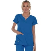 Grey's Anatomy Signature Womens 2121 Notch Neck Top-Royal Blue-S