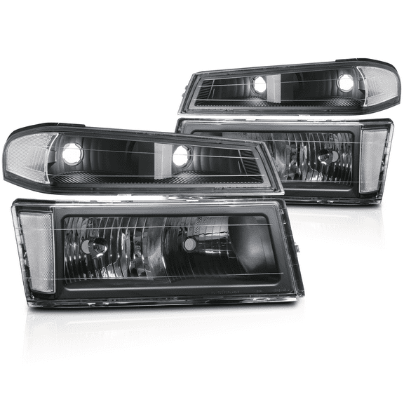 Magshion 1 Pair LH RH Headlight Bumper Lamp Replacement for 2004-2012 Chevy Colorado / 2004-2012 GMC Canyon / 2006 Isuzu i-280, Black Housing Clear Lens