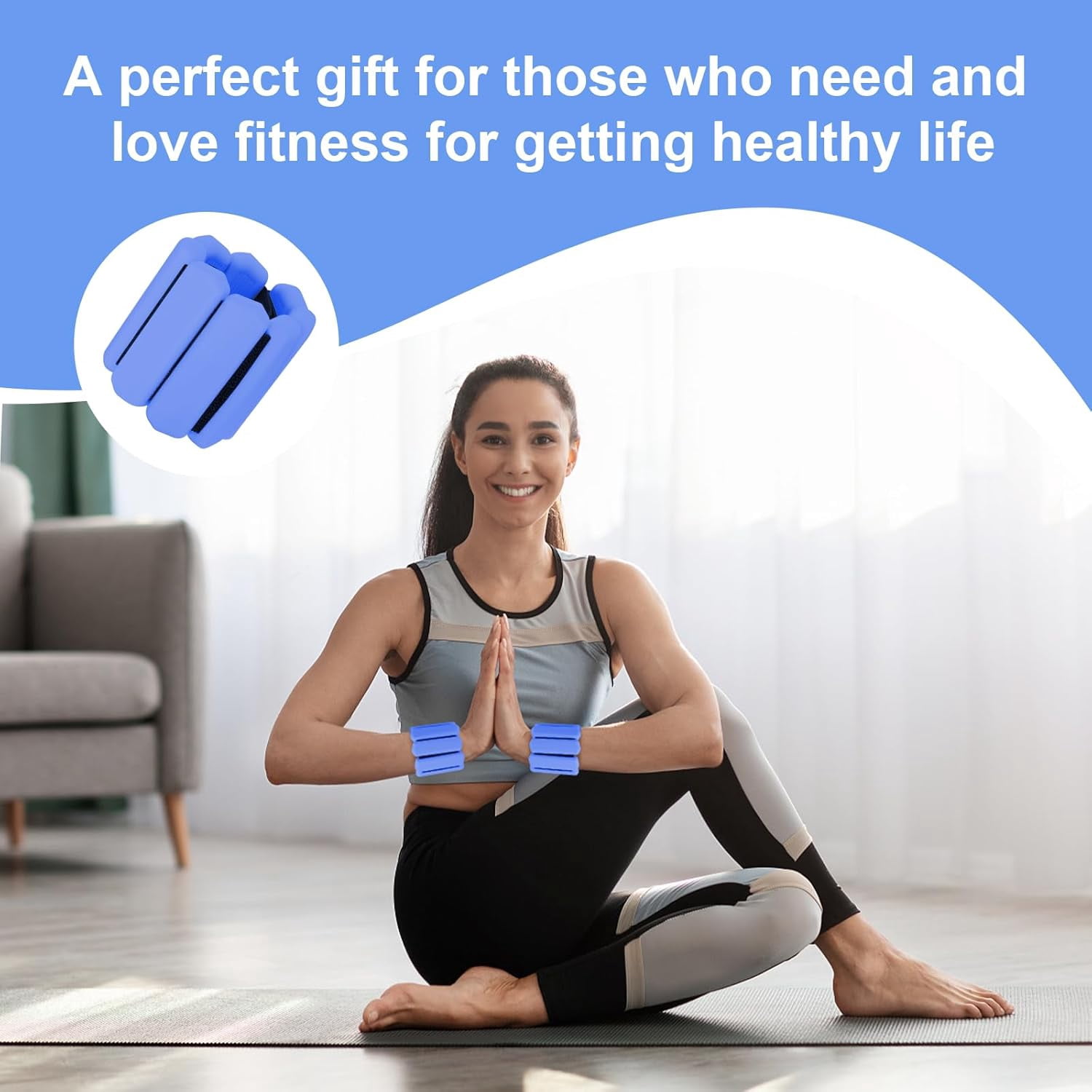 Wrist Weights Set of 2(1Lbs Each), Adjustable Wrist and Ankle Weights for Women and Men, Wearable Arm & Leg Weights Set for Walking, Yoga, Swimming, Cardio, Aerobics, Gym