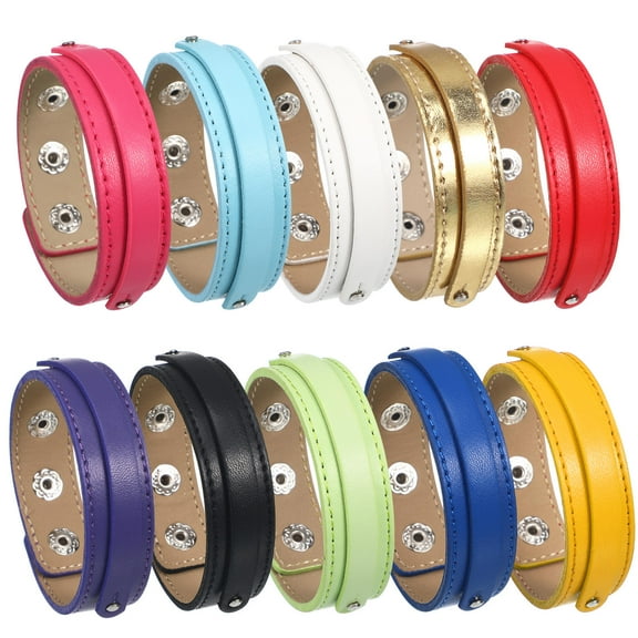 Hemoton 10 Pcs Bracelet Wristband Leather Thin Wrist Band Cuff Colored Leather Bracelet Diy Bracelet Wrist Bands