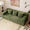 thumbnail image 6 of Aukfa 71" 3-Seater Modular Sofa, Corduroy Deep Seat Couch, No Assembly Comfy Sofa for Living Room, Bedroom, Apartment, Green, 6 of 8