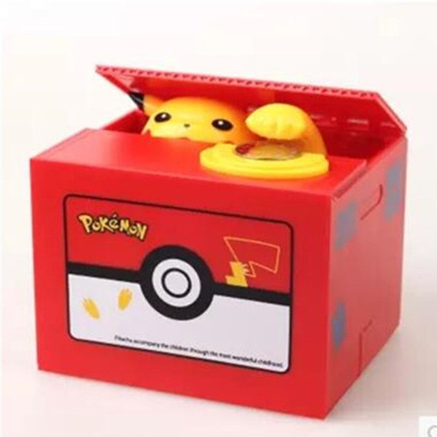 Hucha de Pikachu de Pokemon de dibujos animados, figura de acción, moneda voladora, caja fuerte electrónica, adorno de escritorio, regalo para niños zhangmengya LED