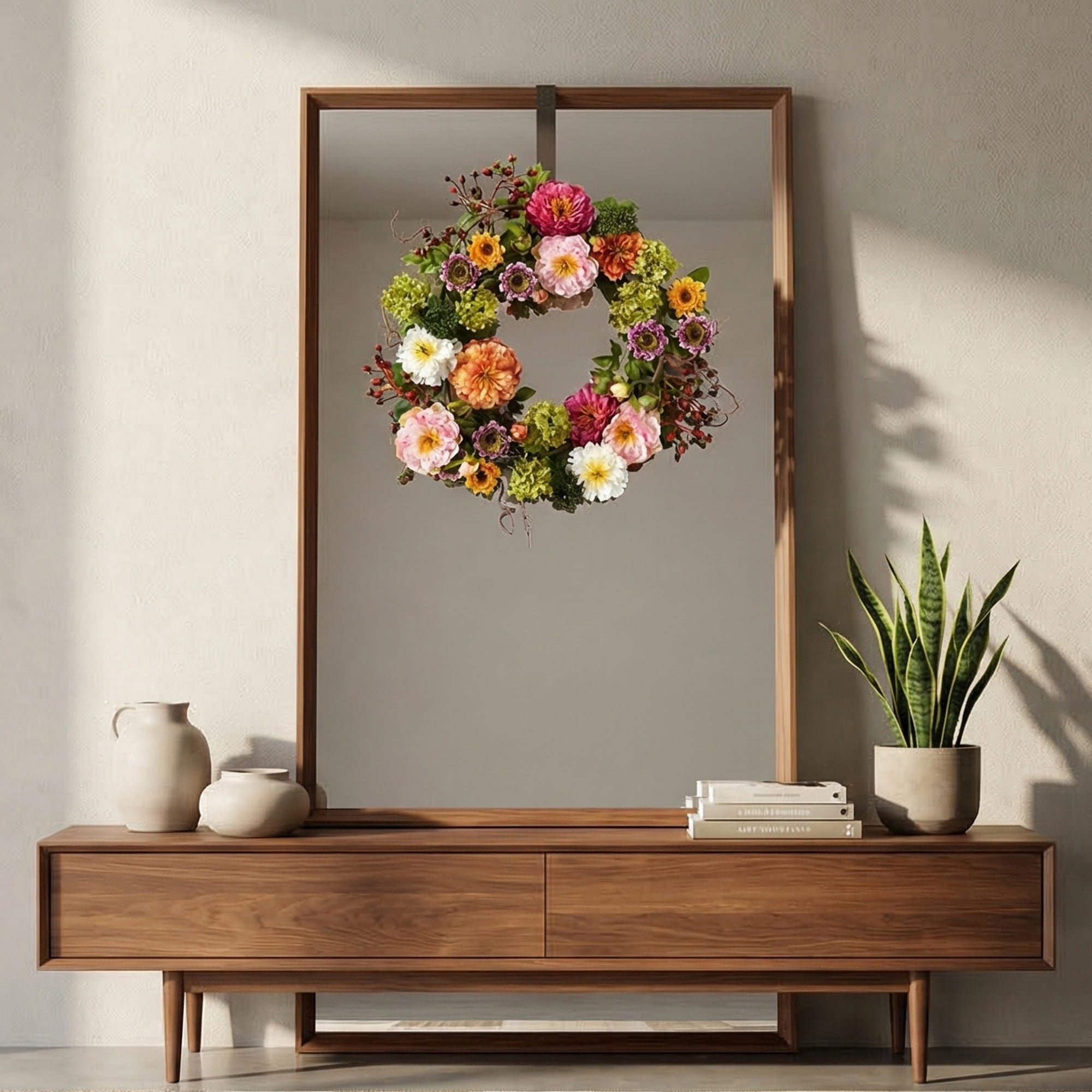 Nearly Natural 24" Peony Wreath