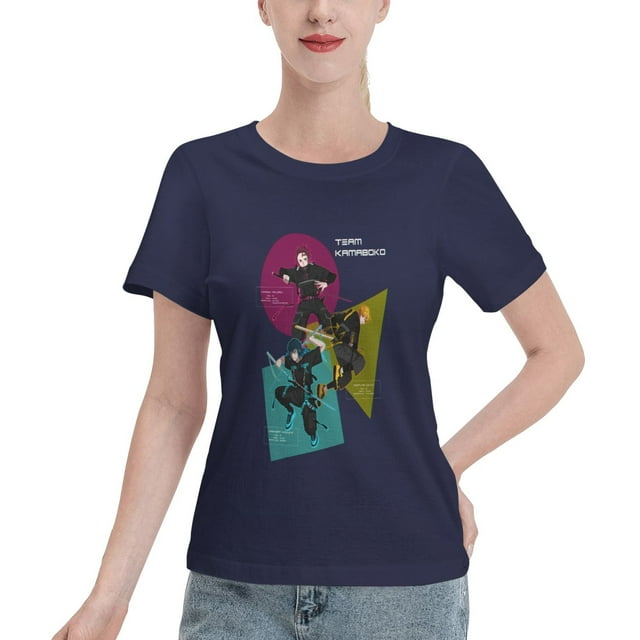 T-Shirt Basique à Manches Courtes pour Femmes Style de Rue Demon Slayer