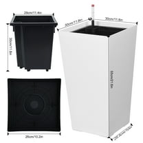 Skymirror 1/2Pcs Tall Planters, Resin Flower Pot for Outdoor Indoor Plants, Outdoor Planter for Front Porch Door Balcony Deck, with Visual Water Level, Dual Buckle, Tray, 21.7"