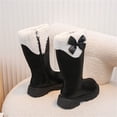thumbnail image 4 of Eltusu Girls Riding Boots Mid Calf, Bow Warm Winter No Slip Windproof Boots Black Size 9.5 Little Kids, 4 of 8