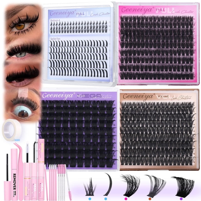 Kit Lash Clusters Geeneiya, 5 estilos, volumen/mega/completo/inferior