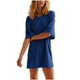 thumbnail image 1 of Birdeem Robes pour Femmes Robe d'Été Unie Décontractée à Manches Courtes Col Rond avec Poches, 1 of 1