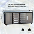thumbnail image 2 of Work Bench,Heavy Duty 7FT 10-Drawers 2-Cabinets Storage Cabinets with Stainless Steel Top & Casters,Silver, 2 of 6