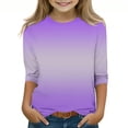 thumbnail image 2 of Ccpelsie Girls Casual Long Sleeve Shirts Loose Ruffle Tunic Tops Smocked Blouses(Purple,12-13 Years), 2 of 5