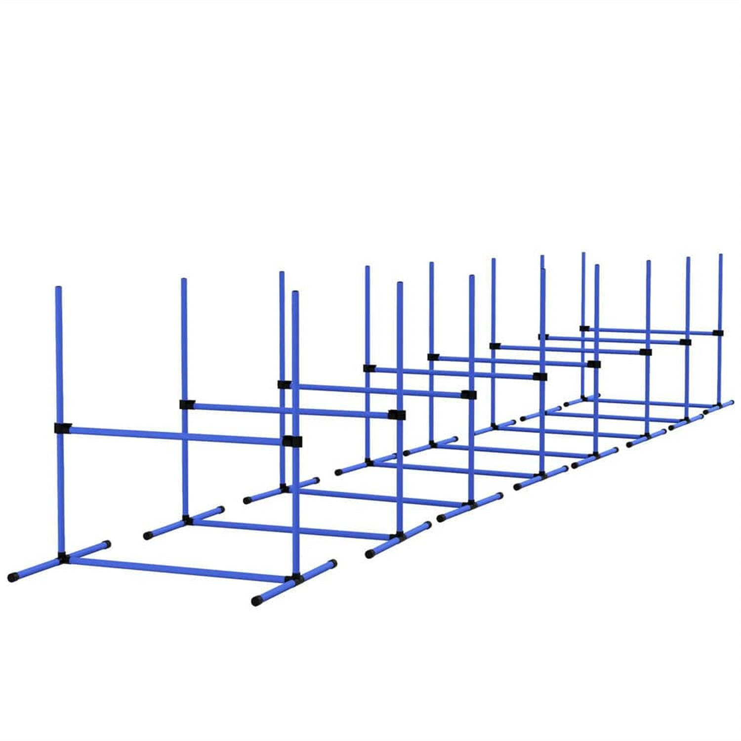 Kadyn 8-Piece Dog Agility Set with Height-Adjustable Bars, Portable Bag, Replacement Top Bar for Dog Training, Pet Agility, Blue