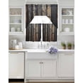 thumbnail image 3 of Black Brown Plank Swag Curtains for Living Room/Bedroom Windows, Vintage Chic Wooden Grain Kitchen Curtains and Valances Set 36 Inch Length, Light Filtering Swags Valance Curtain Panels, 3 of 5