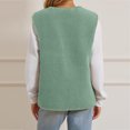 thumbnail image 3 of Lovskoo Women's Fuzzy Sherpa Fleece Crop Vest Casual Solid Color Sleeveless Warm Jacket Button Up Fall Winter Outerwear Green, 3 of 7