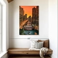 thumbnail image 2 of Elephant Stock Chicago River Wall Art - Vertical Canvas Wall Art - Living Room Wall Decor - Places Canvas - Orange And Teal Decor - 30" x 45", 2 of 8