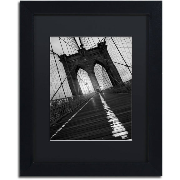 Moises Levy 'Brooklyn Bridge Study I' Black Matted Framed Art
