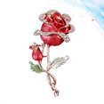thumbnail image 2 of Milisten Broche en Forme de Rose Délicate Rouge Élégante Strass Épingle à Mamelon Alliage Accessoire de Mode Cristal Col à Revers Fournitures pour Femmes, 2 of 6