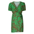 thumbnail image 4 of Robes Courtes pour Femmes Été Femmes à Manches Courtes Imprimé Col en V Taille Jusqu'au Genou Robe Décontractée Mode Robe Courte d'Été pour Femmes Robe à Manches Courtes pour Femmes Robe Courte pour Femmes Été, 4 of 6