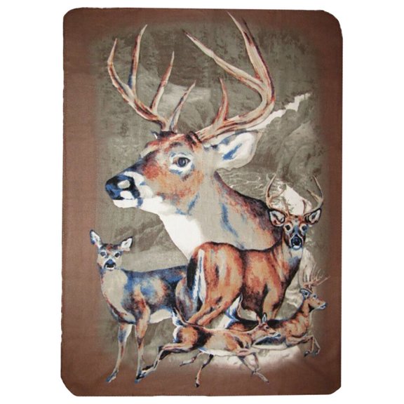 Brown 5 Deer Hunting Redneck 50x60 Polar Fleece Blanket Throw