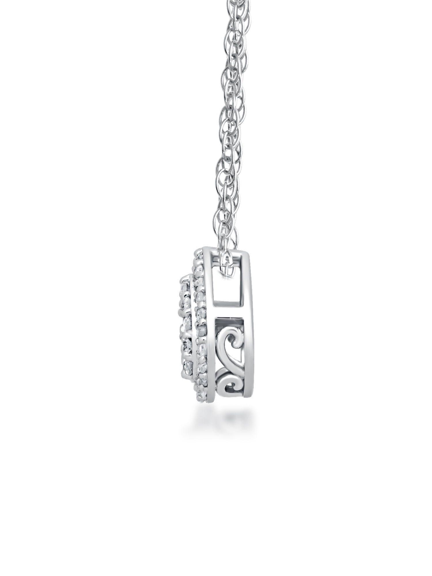Brilliance Fine Jewelry White Gold Diamond Pendant Necklace 1/6 ct t.w. in 10K White Gold, 18”