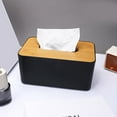 thumbnail image 4 of MOPOOR Acacia Wood Tissue Box Holder with Slide-Out Bottom, Wooden Tissue Box Cover Cube for Bathroom, Bedroom, Dinner Table, Office,Kitchen, 4 of 7