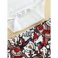 thumbnail image 6 of Newborn Christmas Outfit Baby Girl Long Sleeve Letter Print Romper Flared Pants Headband Fall Winter Clothes Set 0-18M, 6 of 7