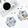 thumbnail image 4 of Honeii Cute Chameleons On Blue print Leather Coaster Set of 4, ideal for safeguarding your furniture from drinks spills and effortless cleanup-Hexagon, 4 of 6