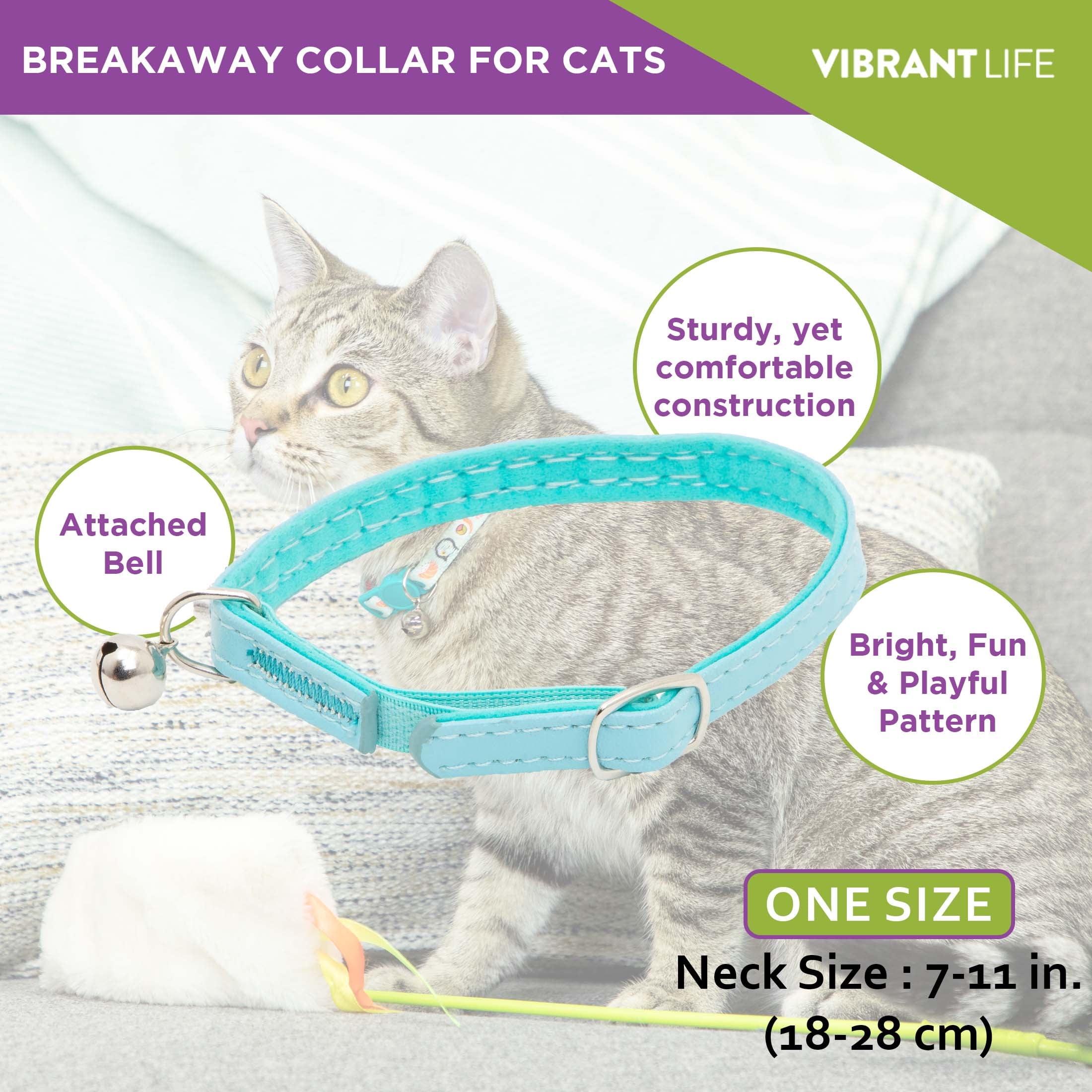 Vibrant Life 2-Pack Cat Collar, Teal and Blue Rhinestone, One Size