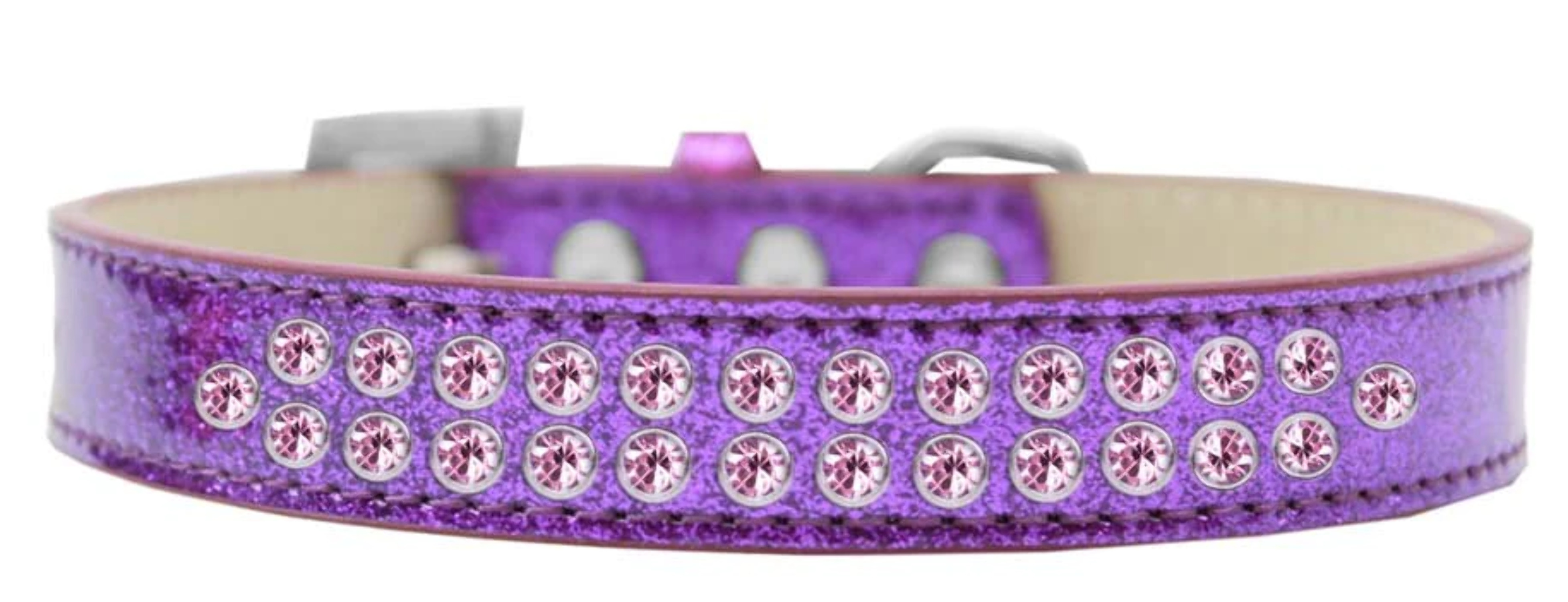 Mirage Pet Products614-06 BK-12 Two Row Light Pink Crystal Dog Collar, Black Ice Cream - Size 12 - image 5 of 5