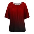 thumbnail image 5 of JTZGDY Tops for Women Plus Size Boho Floral Printed Summer Short Sleeve Ruched Crew Neck Graphic T-Shirts Loose Oversized Casual Dressy Tunic Blouse Red XXXXL, 5 of 6