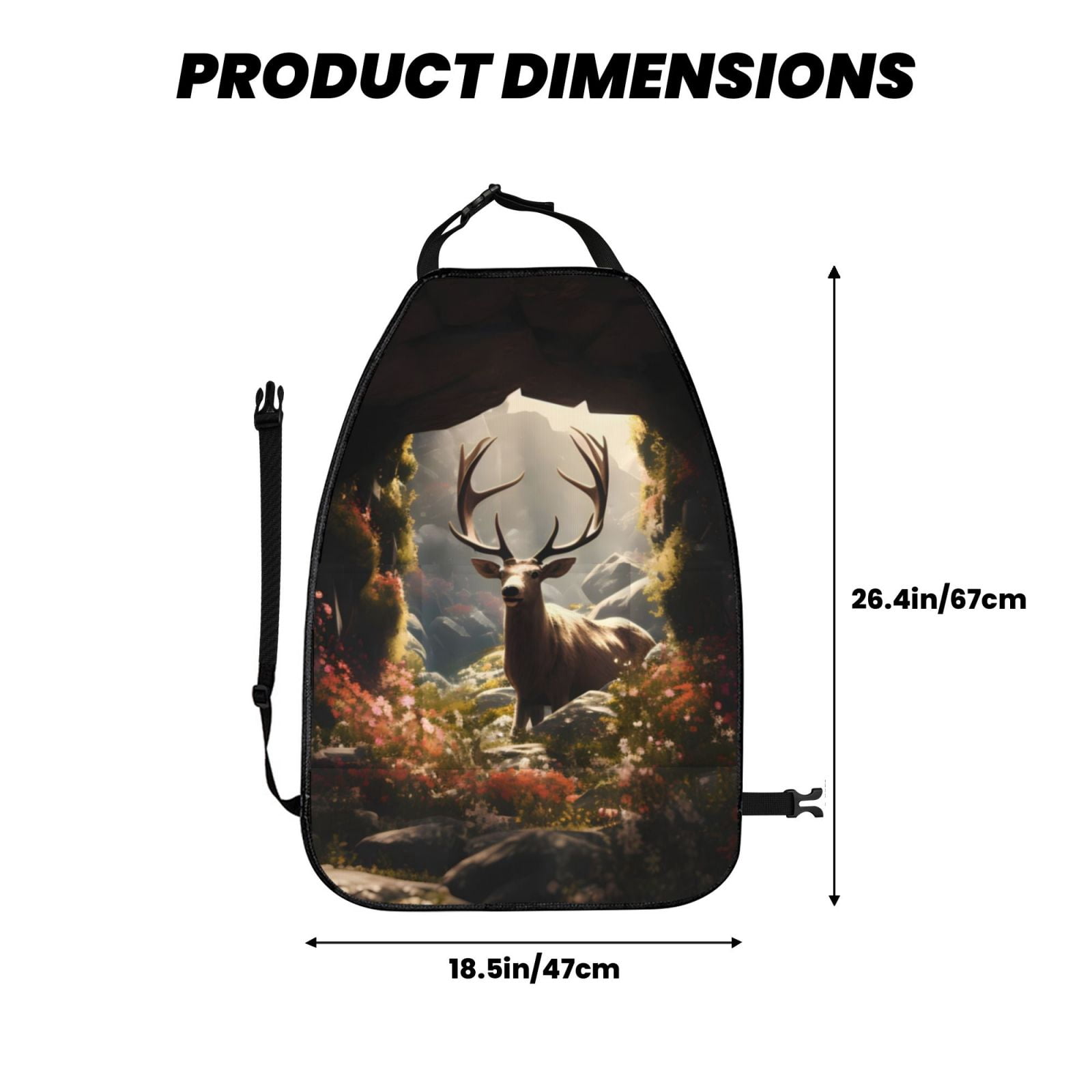 Xecao Enchanted Deer In Cave Pattern Car Seat Back Protector 2 Pack Large Capacity Pocket, Kick Mats Back Seat Protector
