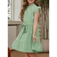 thumbnail image 5 of ONLYSHE Girls Summer Dress Kids Floral Round Neck Short Sleeve A-Line Midi Dresses 5-13 Years, 5 of 7
