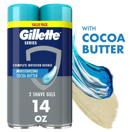 Gillette Series Moisturizing Shave Gel for Men with Cocoa Butter, Twin Pack (2-7oz Cans), 14oz
