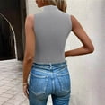 thumbnail image 4 of Kovlvoll Going out Tops for Women High Neck Sleeveless Camisole Summer Ribbed Knitted Solid Color Slim Fitting Tanks, 4 of 6