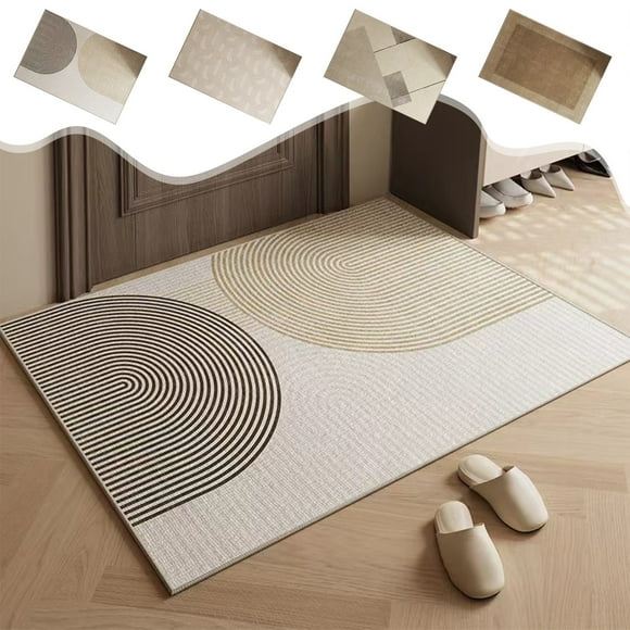 Leodye Tapis Moderne 23.62x15.75x0.39 Po, Tapis de Luxe à Rayures Micro Boucle Doux à Poils Fins Résistant aux Taches Facile à Nettoyer Non Pelucheux Durable Salon Cuisine Tapis Intérieur