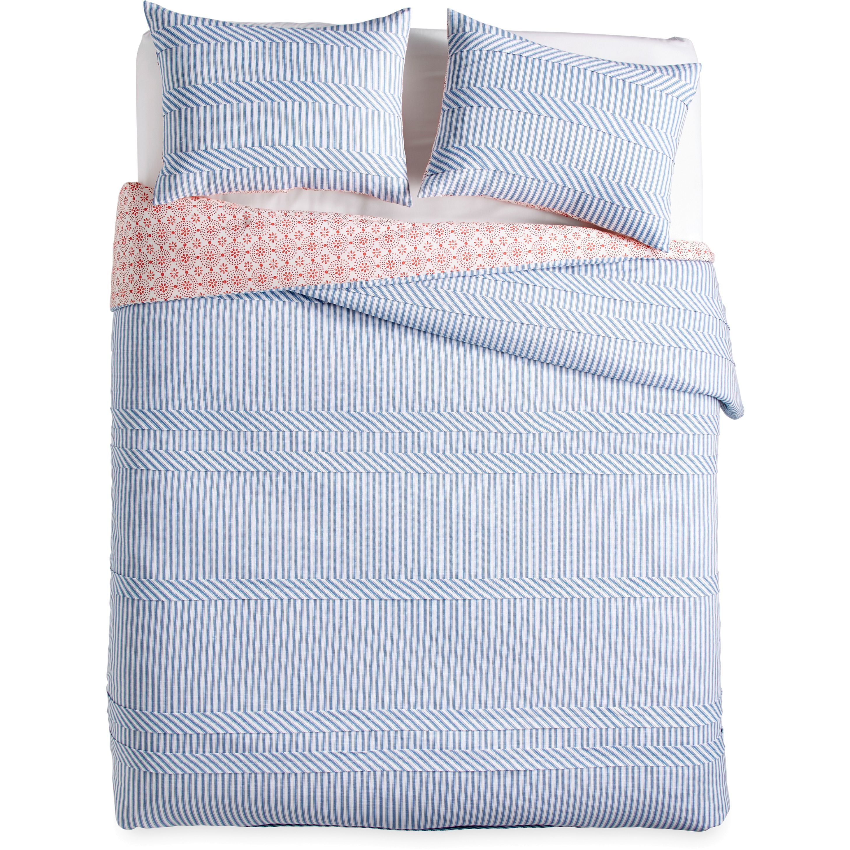 The Pioneer Woman Ticking Stripe Duvet Cover King Blue Walmart Com