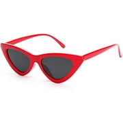 Livho Retro Vintage Narrow Cat Eye Sunglasses for Women Clout Goggles Plastic Frame