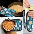 thumbnail image 5 of Yayeee Oven Mitts and Pot Holder Set of 2 Heat Resistant Kitchen Gloves Baking Hot Pad, Blue White Geometric Patterns, 5 of 5