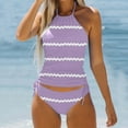 thumbnail image 2 of Wyzesi Womens Bikinis Medium Coverage Women Swimwear Tankini 2 Piece Normal Swimsuit Backless 2 Piece Printing Adjustable Print Multi Color Padded Strap Bathing Suits Vacation Beach Wear Purple L, 2 of 5