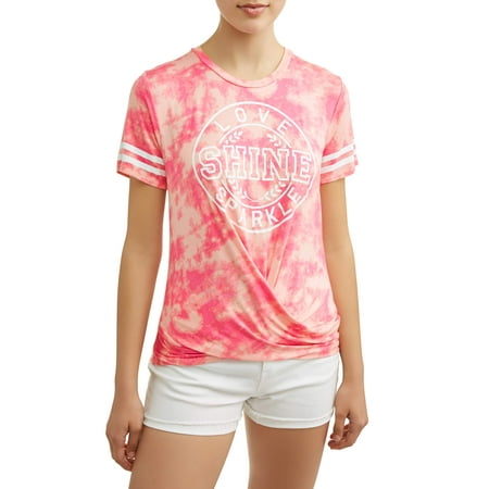 Juniors' Twist Front Ringer Graphic T-Shirt