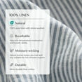 thumbnail image 2 of Simple&Opulence 100% Linen Sheets with Stripe Queen Size, 4 Pieces Breathable European Flax Pure Washed Bed Sheet Set with 14" Fitted Sheet, 1 Flat Sheet,2 Pillowcases(Vertical Stripes Blue), 2 of 6