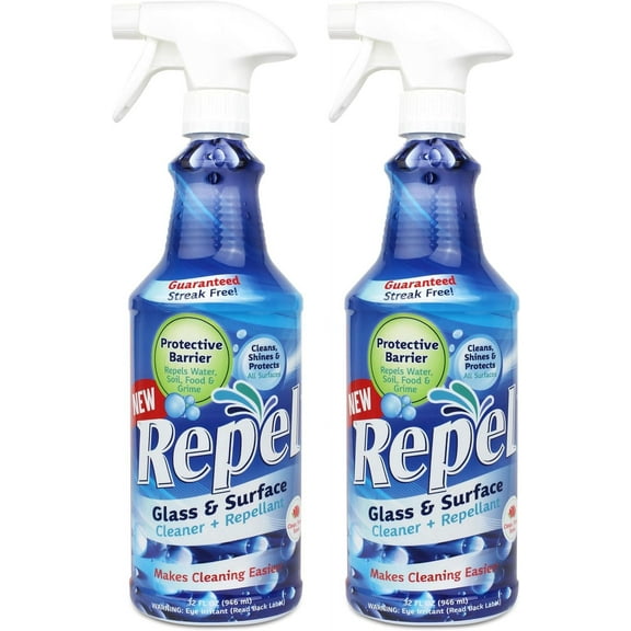 REPEL Glass & Surface Cleaner 32 fl. oz. - Cleans & Repels water spots and dirt on glass, mirror, tile and multi surface by UNELKO (2)