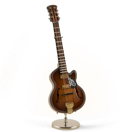 an incredible miniature replica of dark wood tone f hole archtop