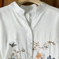 thumbnail image 5 of Busydd Womens Tops Fashion Solid Color Embroidered Button Peasant Shirts Casual 3/4 Length Sleeve V Neck Summer Tops for Women Comfortable Loose Spring Tops, 5 of 8