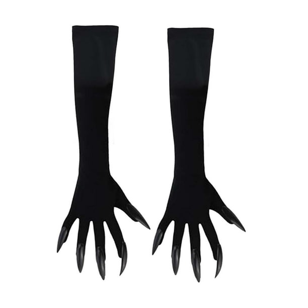 Guantes de Halloween ligeros con uñas largas para fiestas de presentaciones en el escenario. uña negra