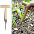 thumbnail image 2 of Garden Dibber Bulb Planter Tool - 11" Stainless Steel Dibber with Wood Handle for Transplanting, Sowing Seeds, Planting Flowers, Vegetables & Seedlings, 2 of 6