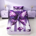 thumbnail image 4 of Homewish Purple Butterfly Twin Sheets, Diamonds Glitters Print Bedding, 3pcs (1 Flat Sheet, 1 Fitted Sheet and 1 Pillowcase), 4 of 6